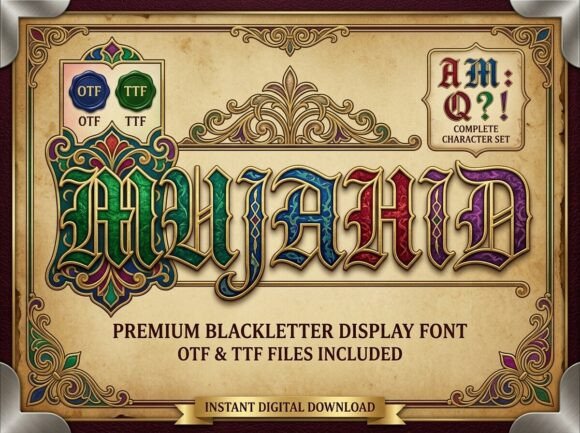 Mujahid Font: Gothic Elegance for Editorial Design